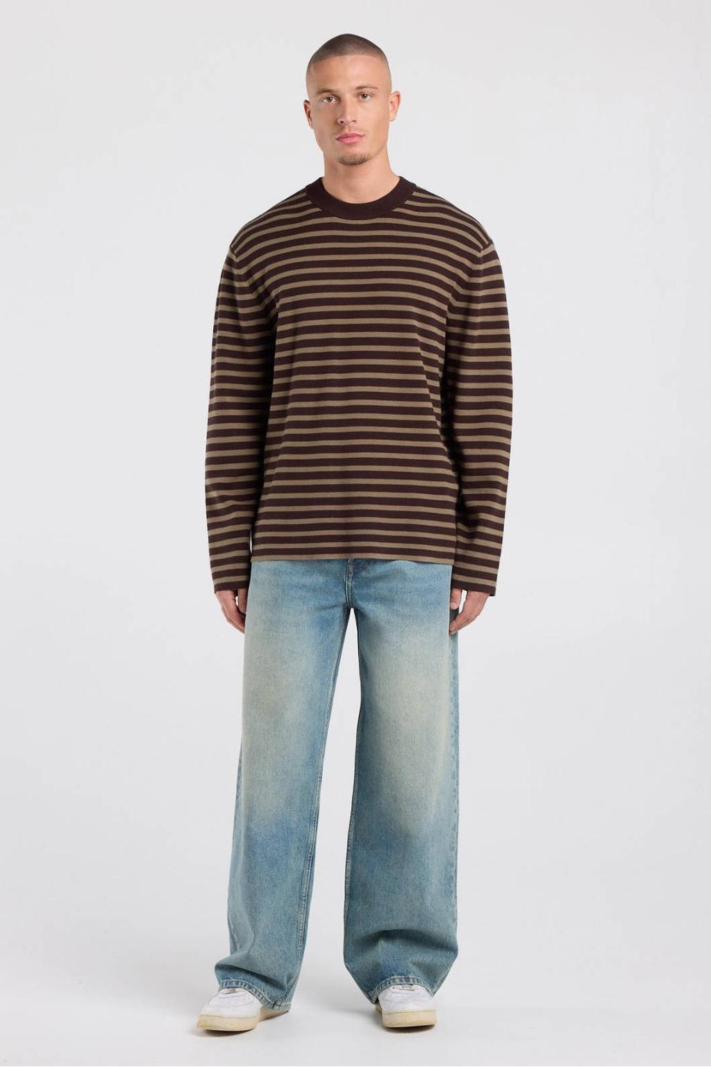 America Today relaxed fit gebreide gestreepte trui - bruin