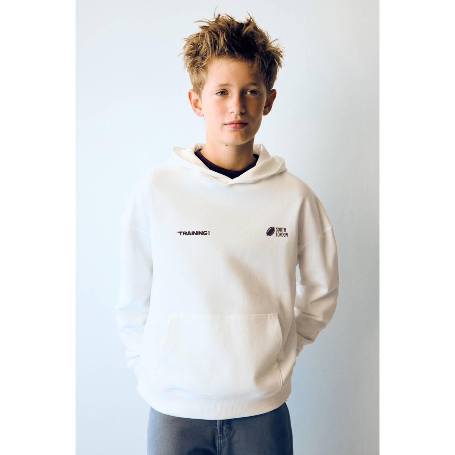 Mango Kids hoodie met backprint wit