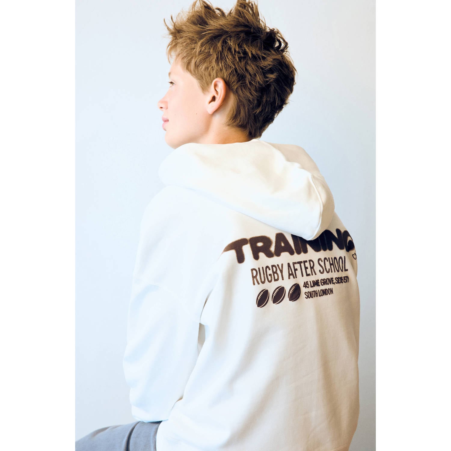 Mango Kids hoodie met backprint wit