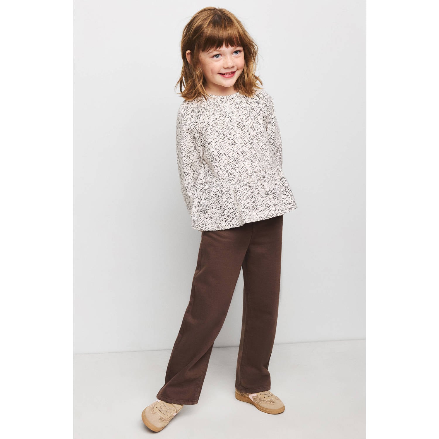 Mango Kids blousetop met ruches en stippen wit