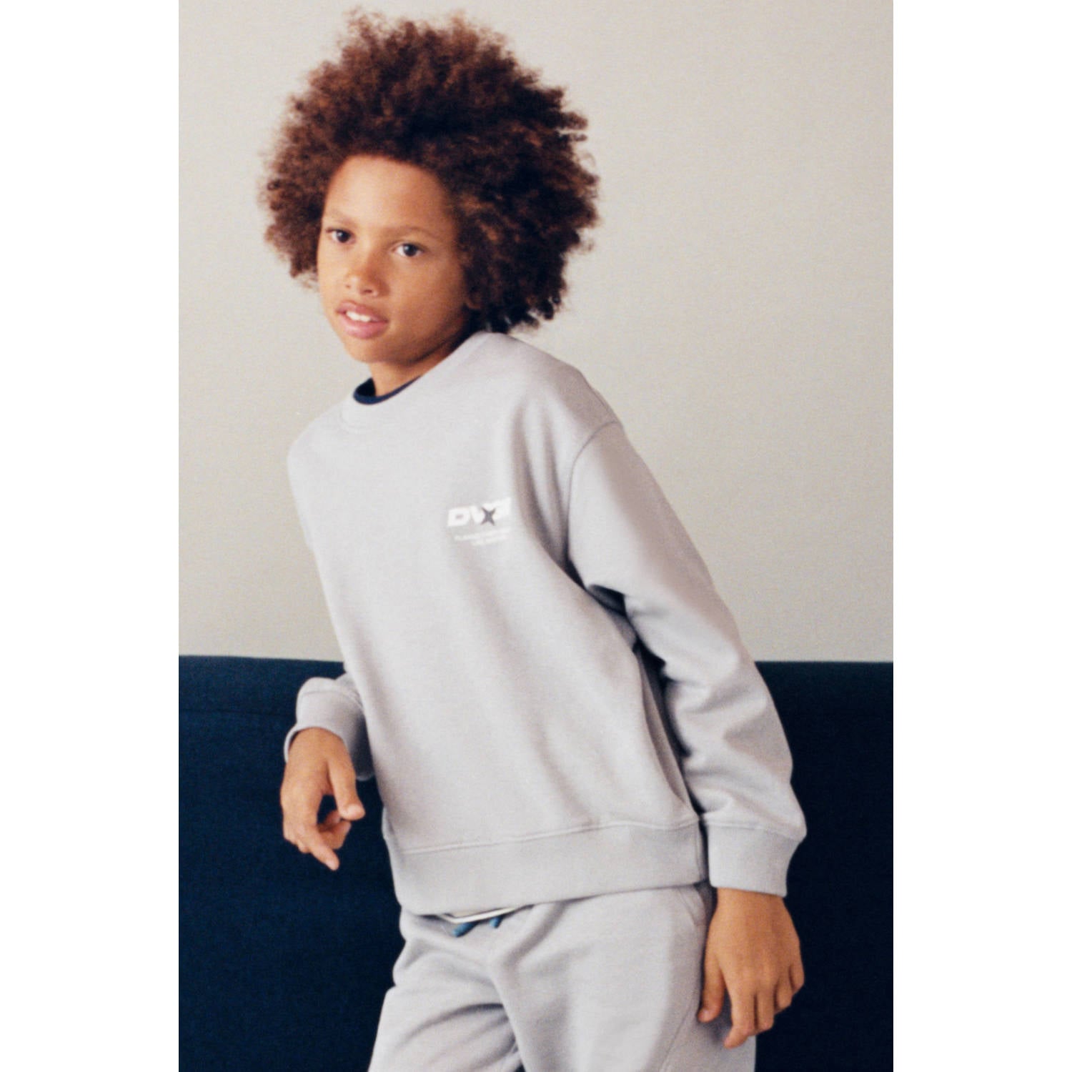 Mango Kids sweater met backprint grijs