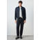 Mango Man katoenen tussenjas met corduroy - donkerblauw