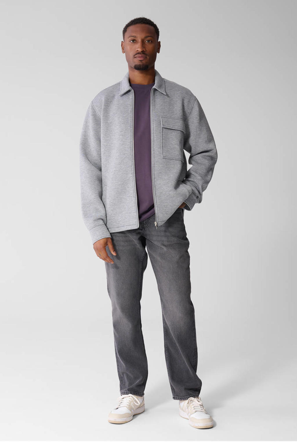 Shoeby relaxed fit overshirt - grijs