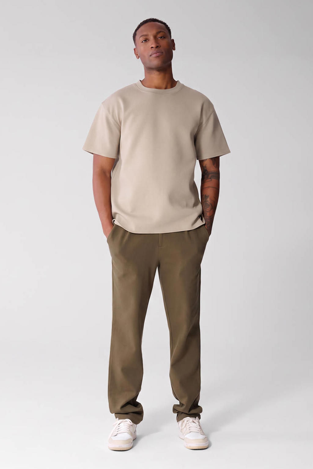 Shoeby regular fit casual broek - donkergroen