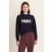Expresso gebreide trui met tekst en wol - blauw/wit