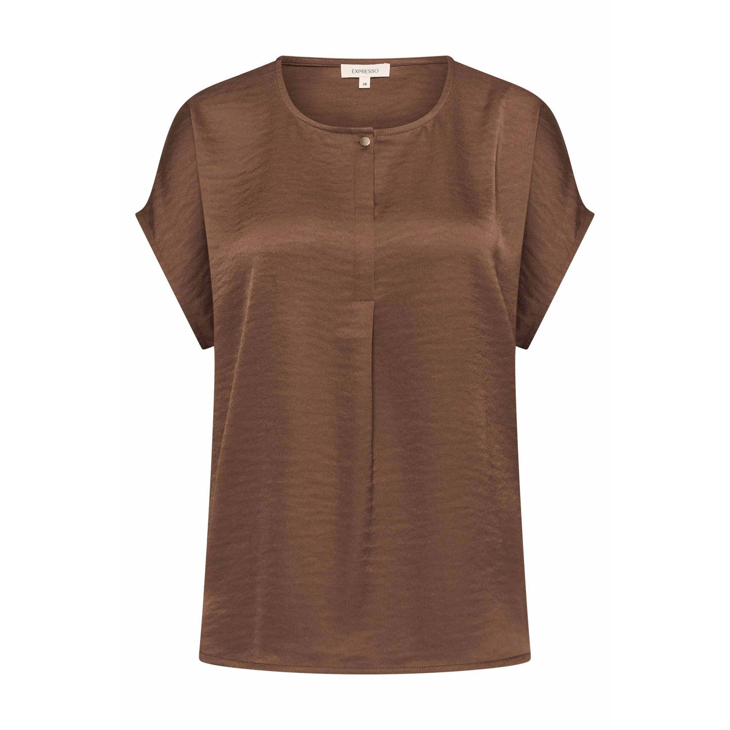 Expresso satijnen blousetop bruin