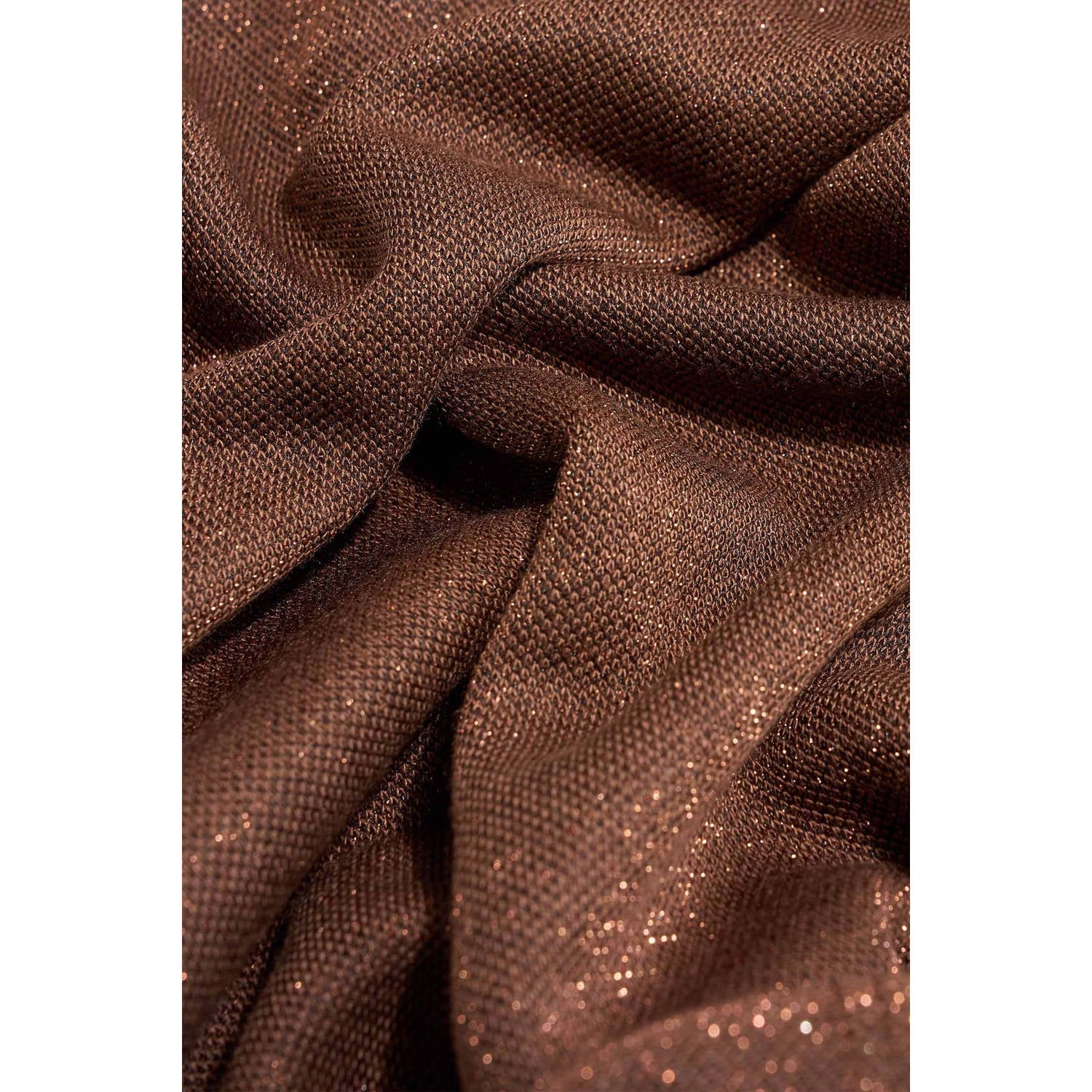 Expresso top met glitters bruin