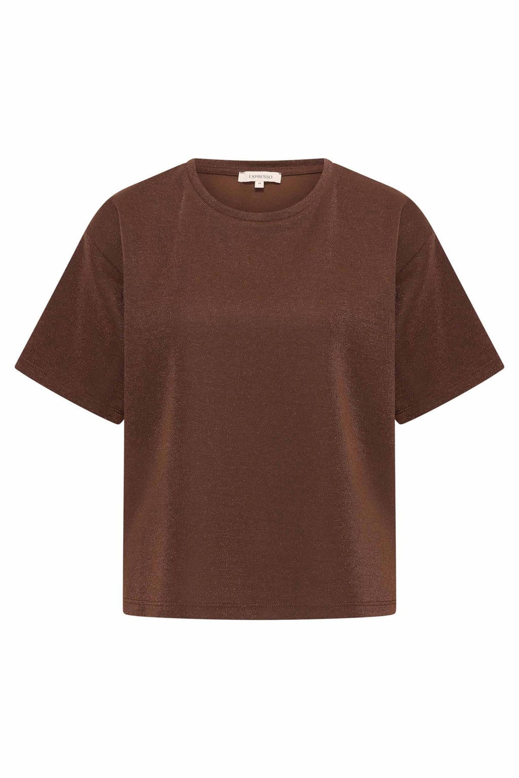 Expresso top met glitters - bruin