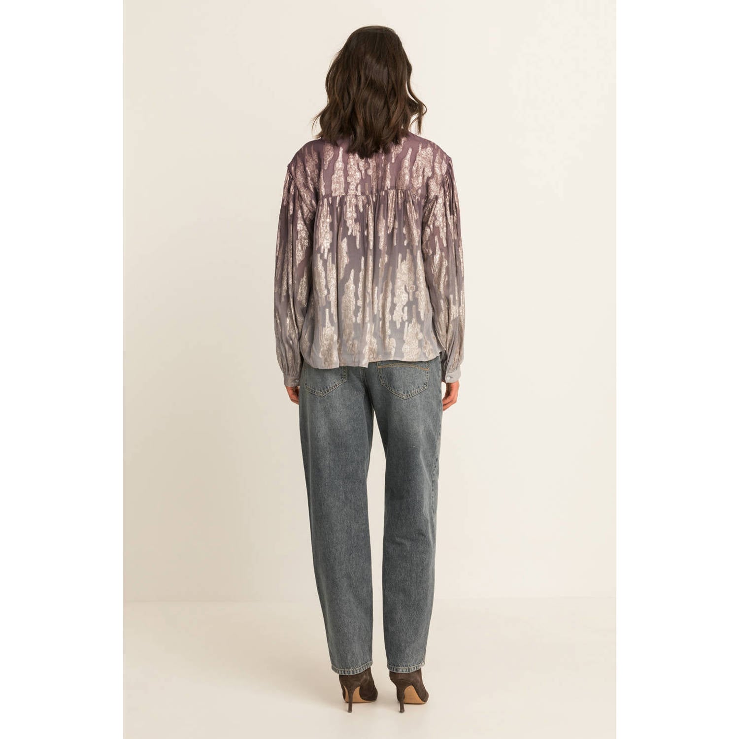 Expresso blouse met print paars goud