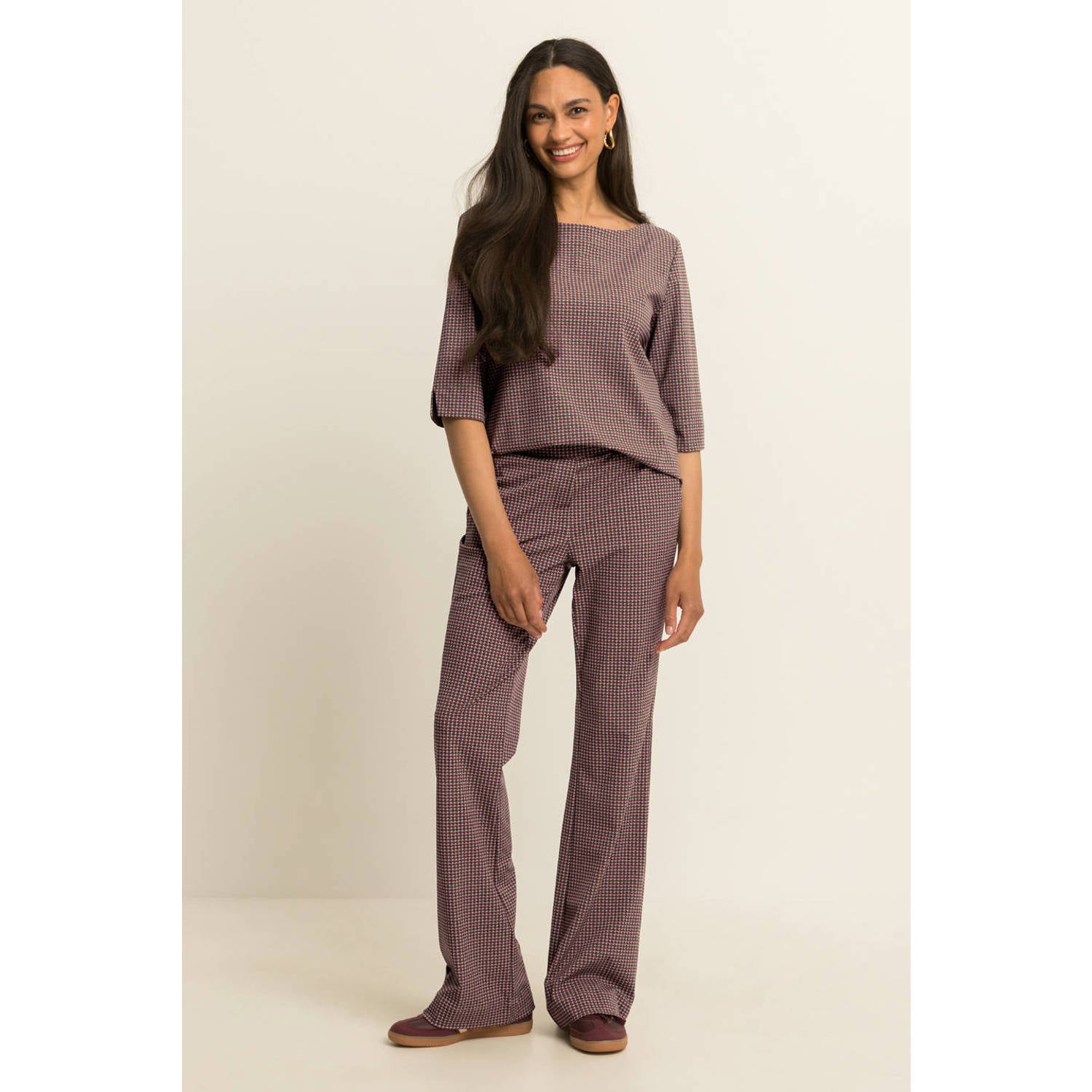 Expresso flared broek met print meerkleurig