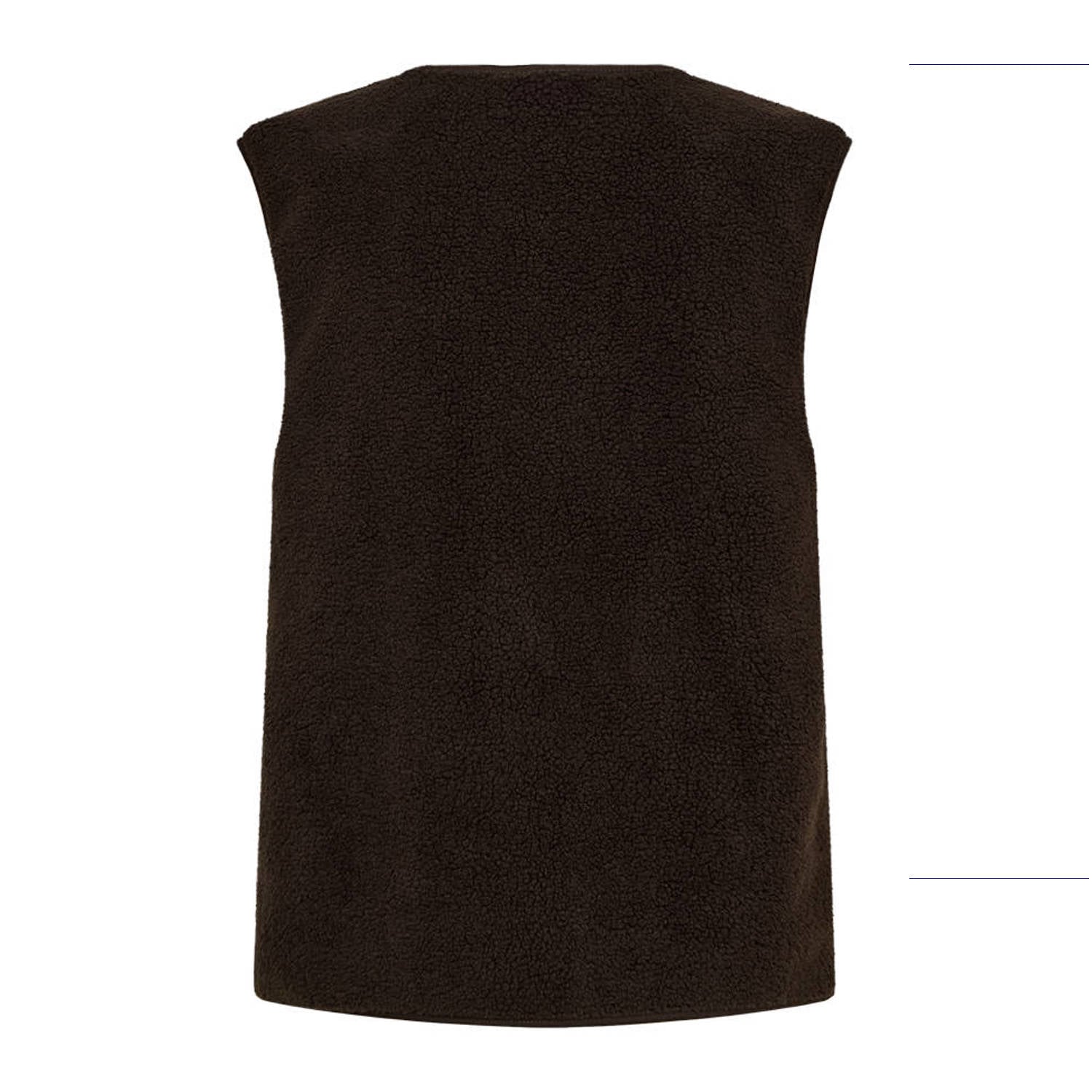 FREEQUENT teddy rechtvallend gilet donkerbruin