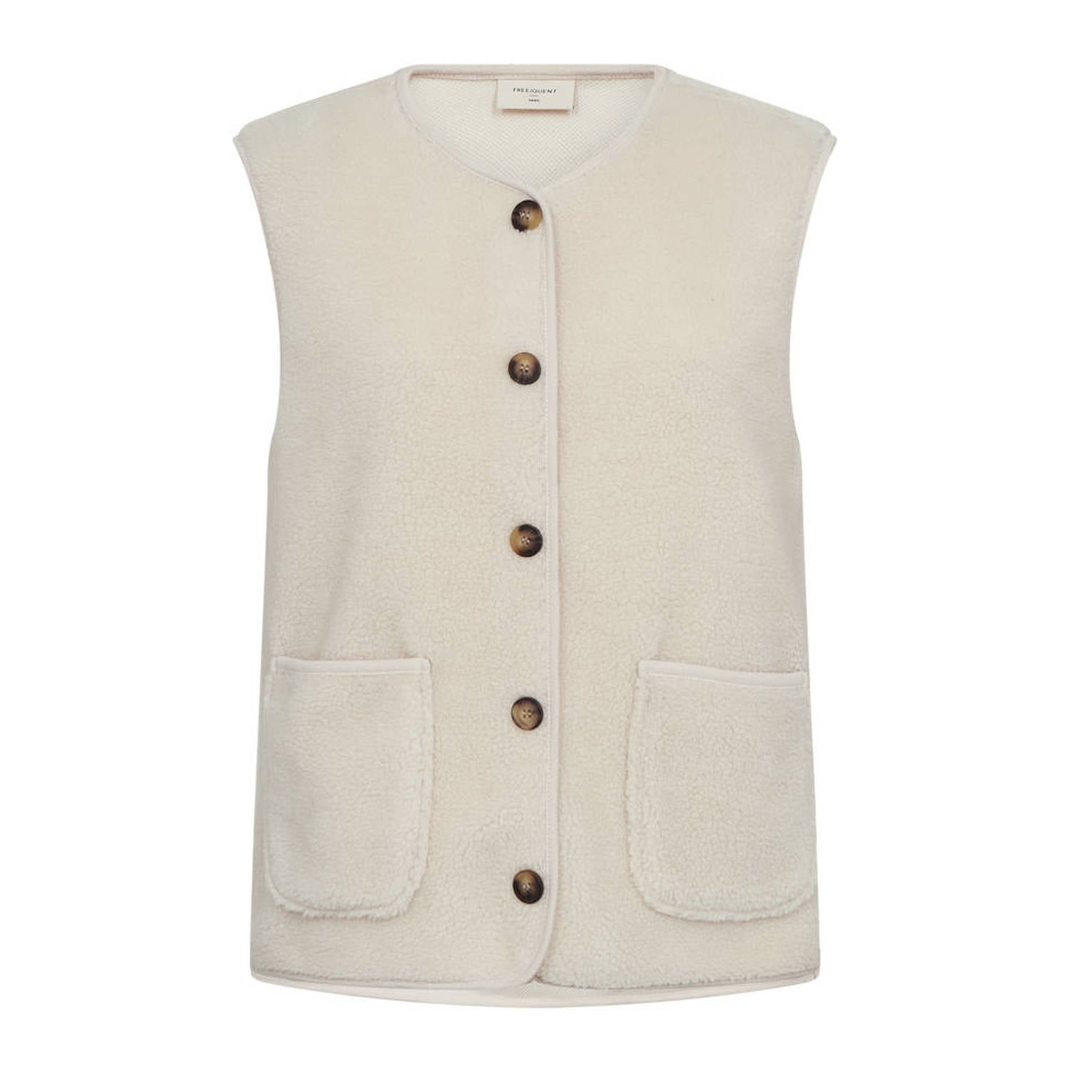 FREEQUENT teddy rechtvallend gilet ecru