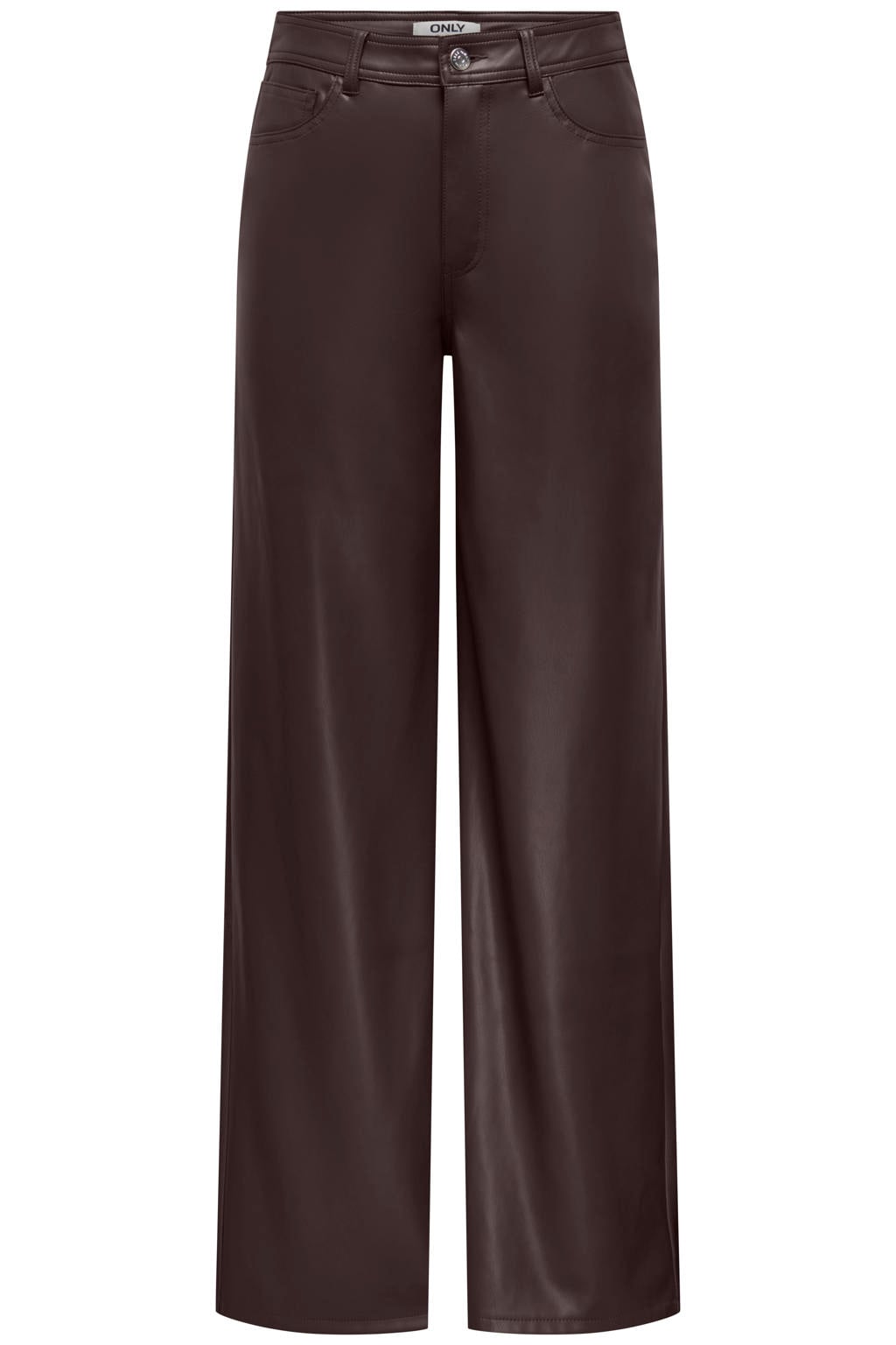 Donkerrode dames ONLY van polyester met wijde pijpen, high waist, ritssluiting en effen