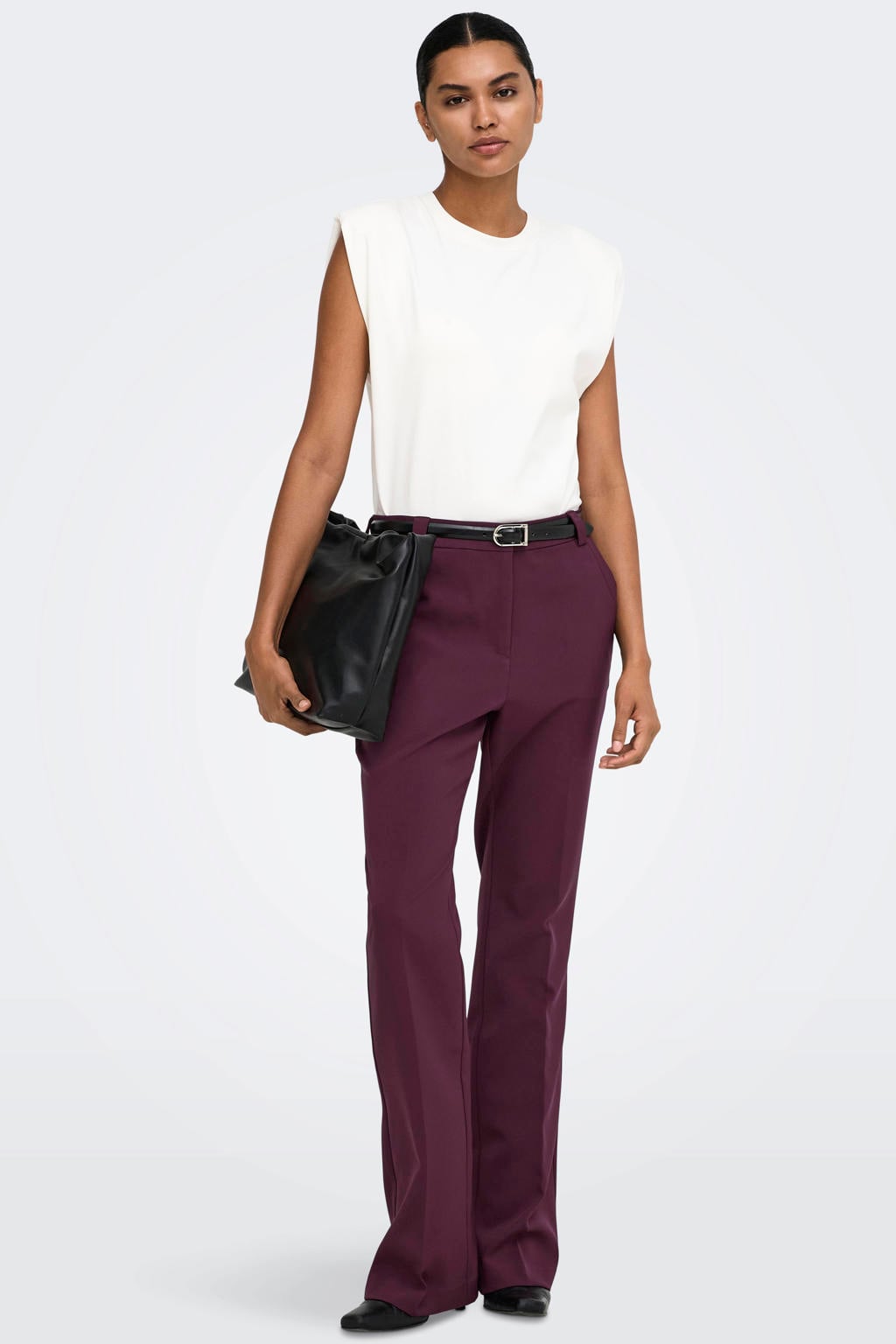 ONLY regular fit flared broek - donkerrood