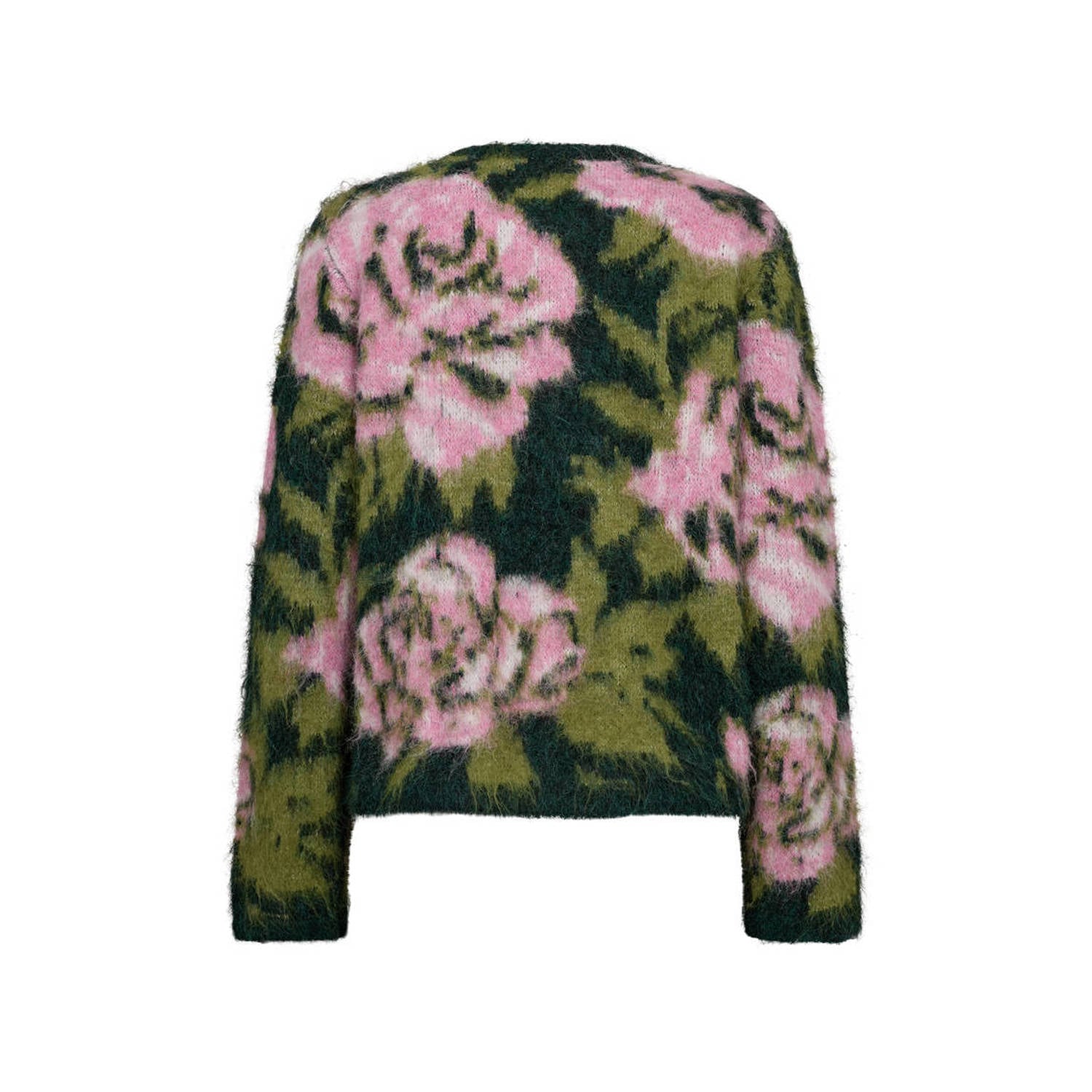 FREEQUENT gebreid gebloemd vest met wol groen