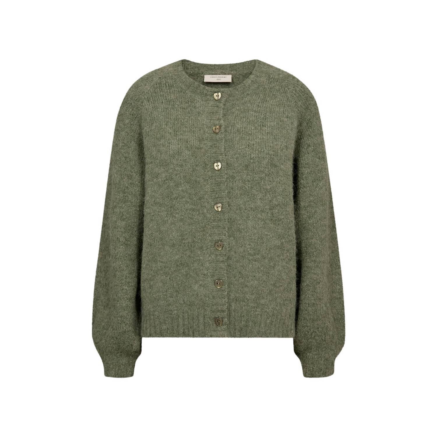 FREEQUENT gebreid vest met wol groen