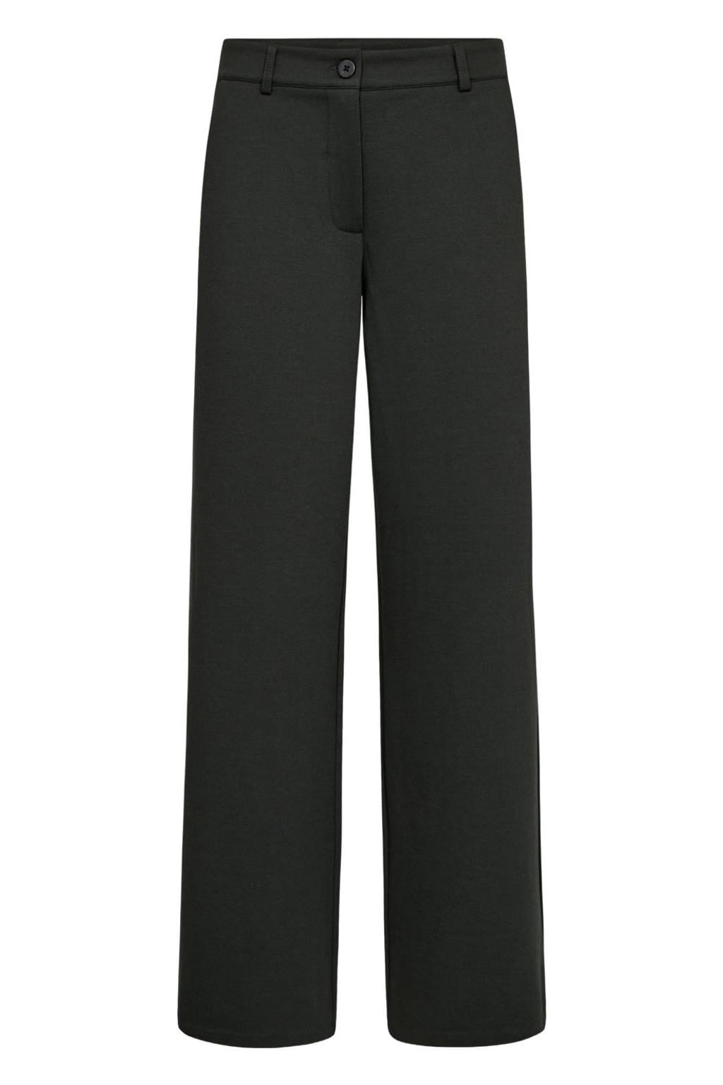 Donkergroene dames FREEQUENT regular fit pantalon van polyester met effen