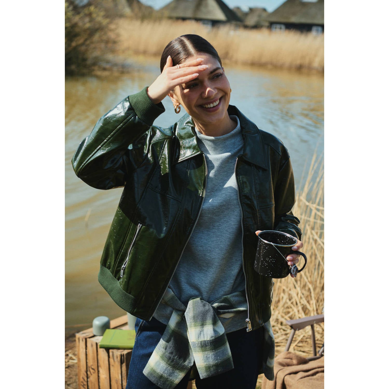 FREEQUENT jacket donkergroen