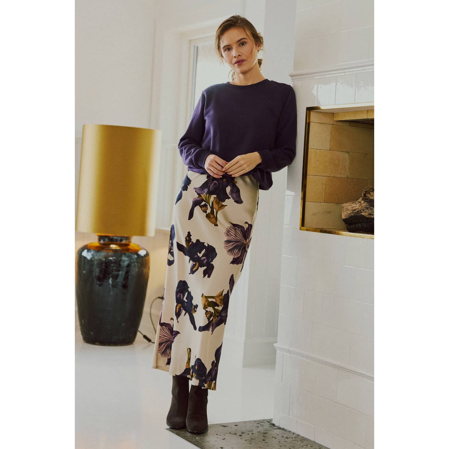 FREEQUENT maxi rok met print ecru