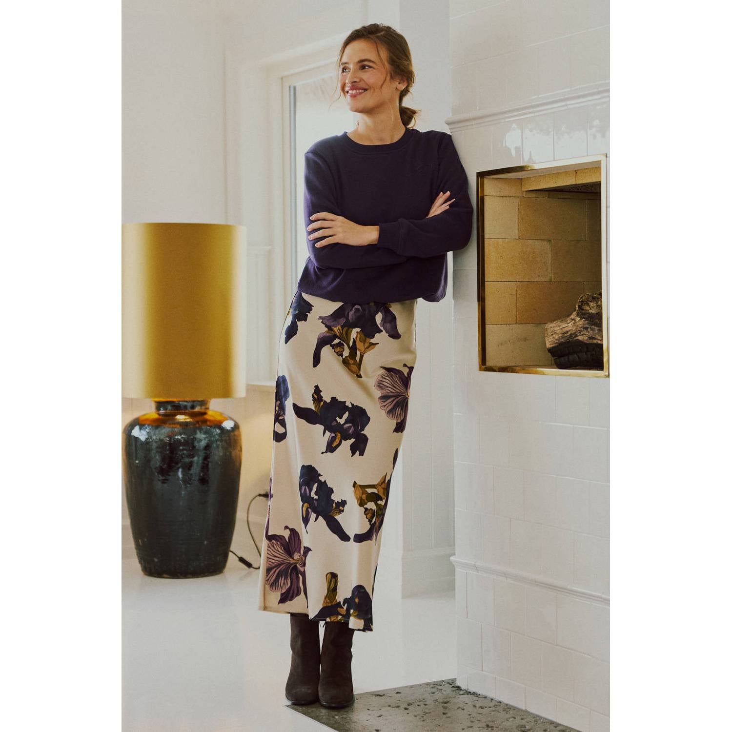 FREEQUENT maxi rok met print ecru