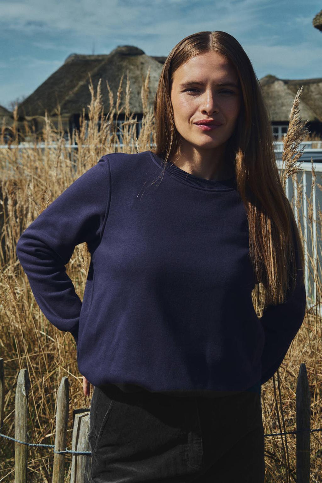 Paarse dames FREEQUENT katoenen sweater met lange mouwen en ronde hals
