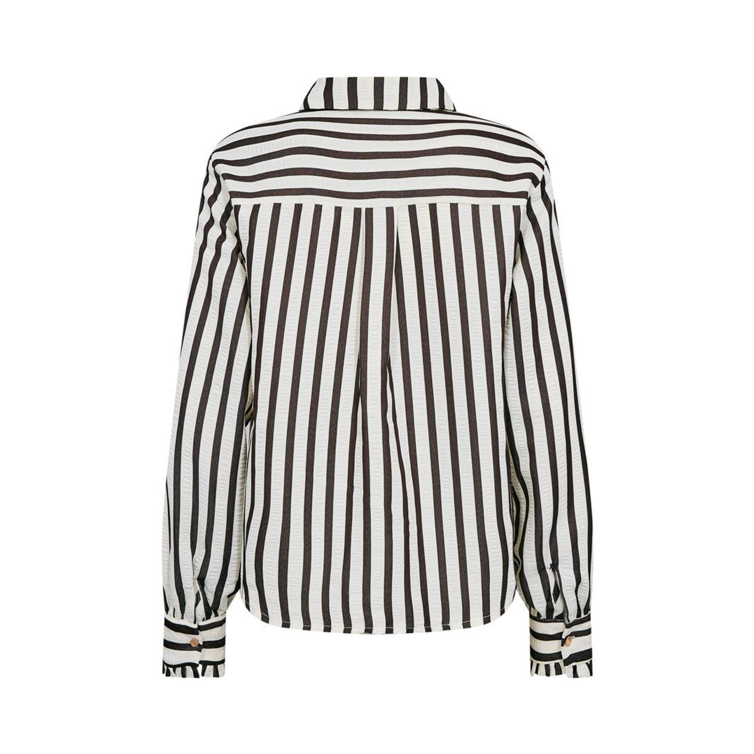FREEQUENT gestreepte blouse bruin ecru