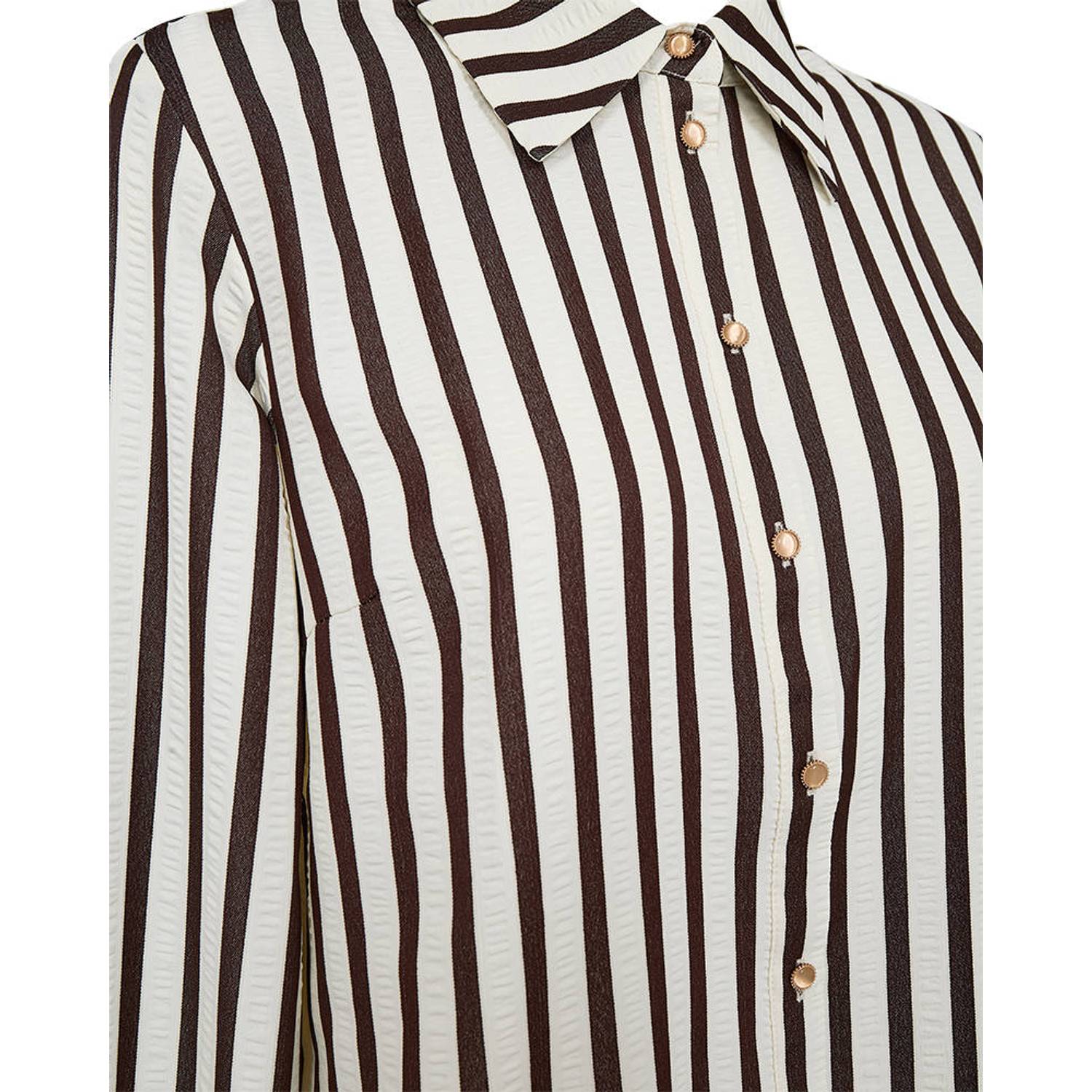 FREEQUENT gestreepte blouse bruin ecru