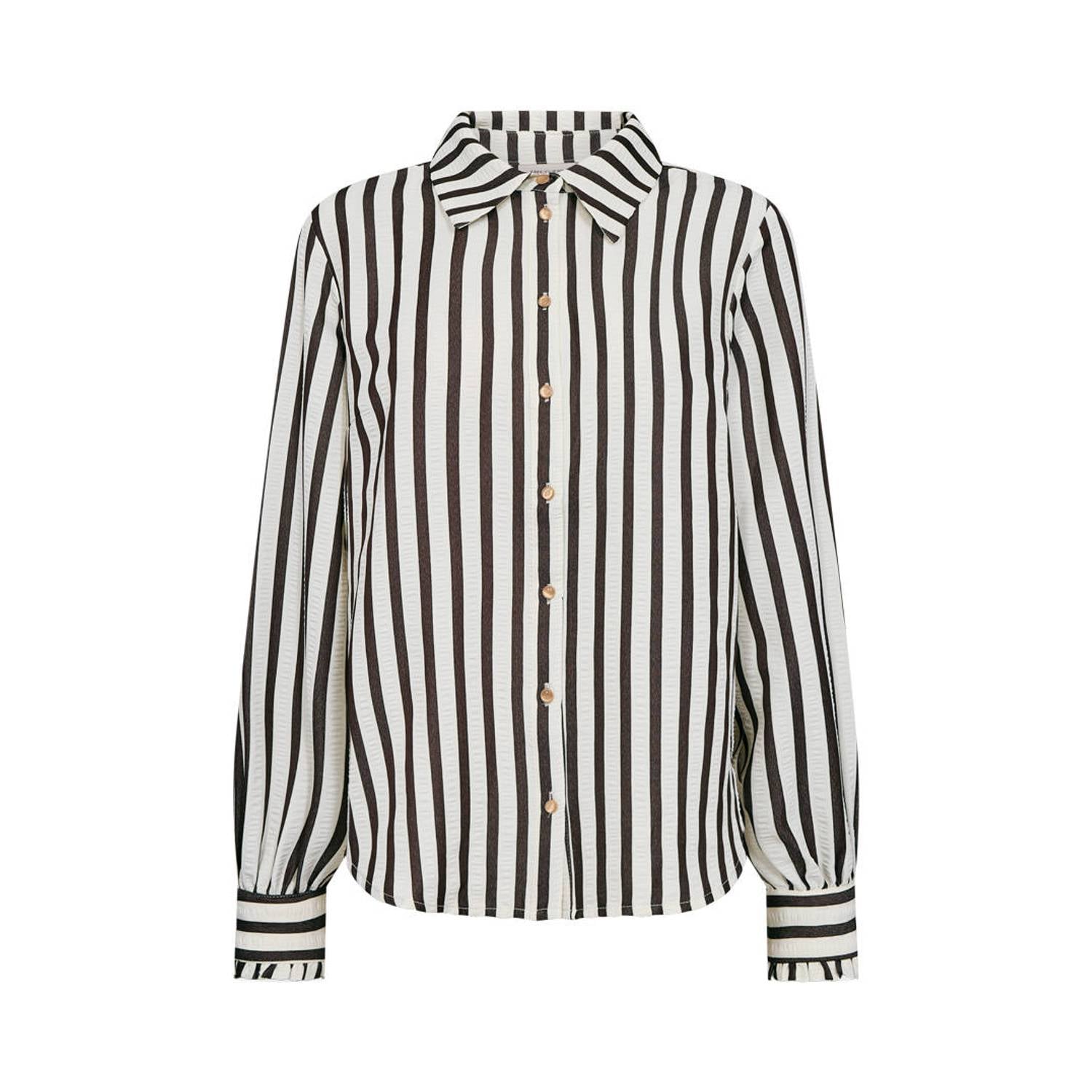 FREEQUENT gestreepte blouse bruin ecru