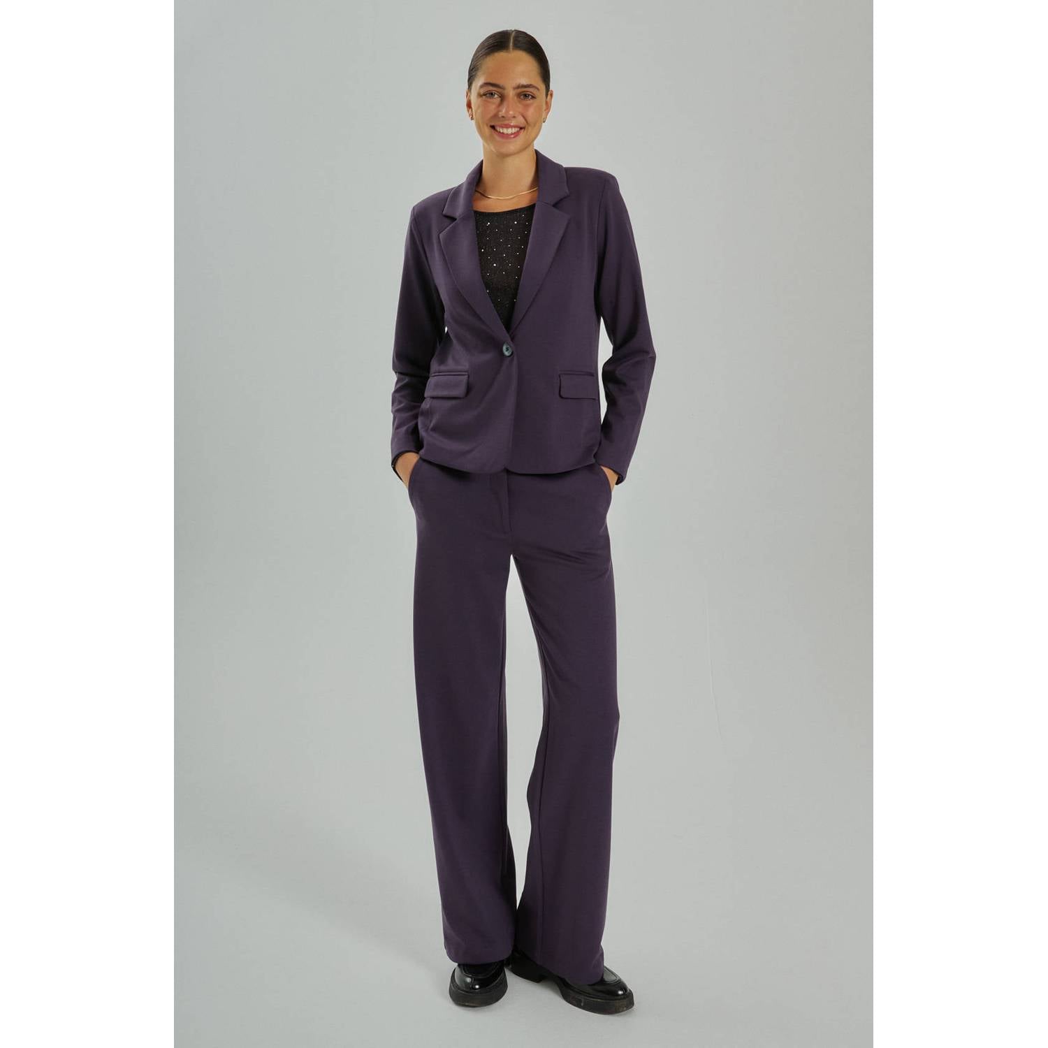 FREEQUENT regular fit pantalon paars