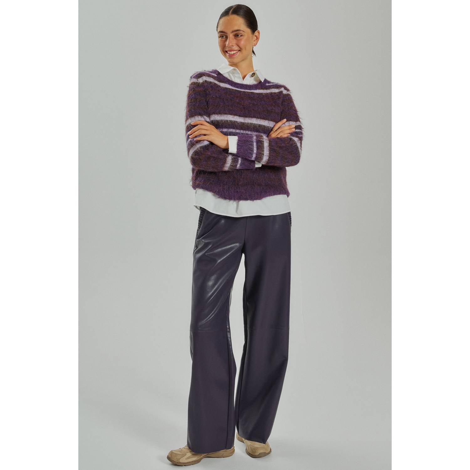 FREEQUENT gestreepte pullover paars