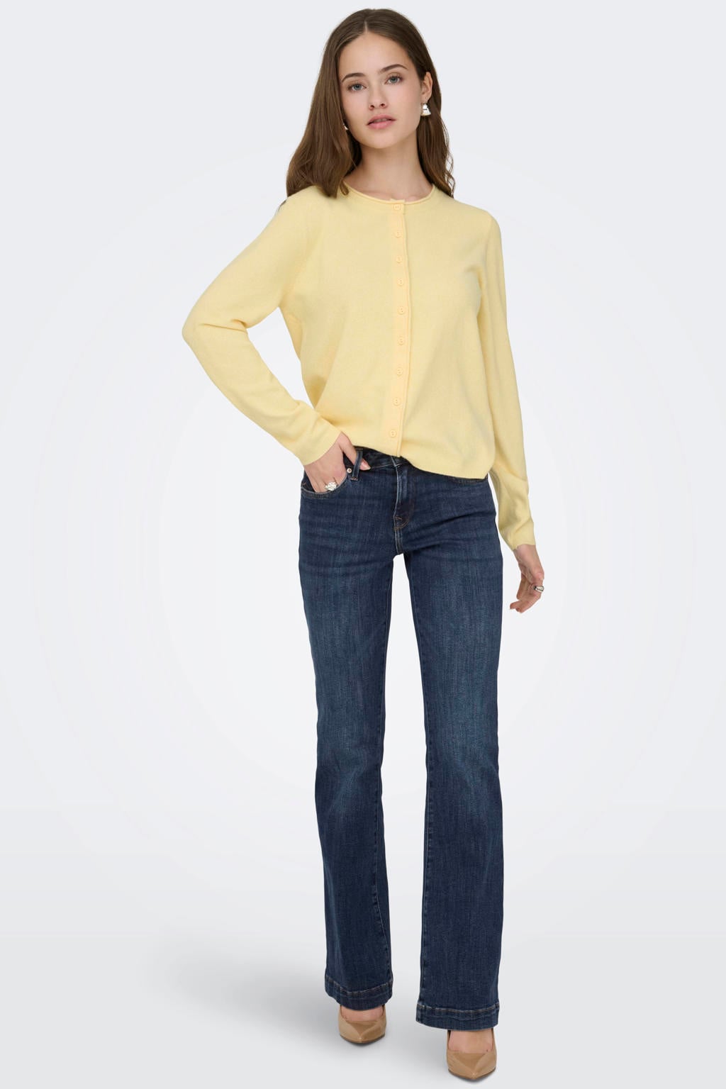 ONLY Onlpower Md Flared Pushup Dnm Gen332Noos flared jeans - donkerblauw