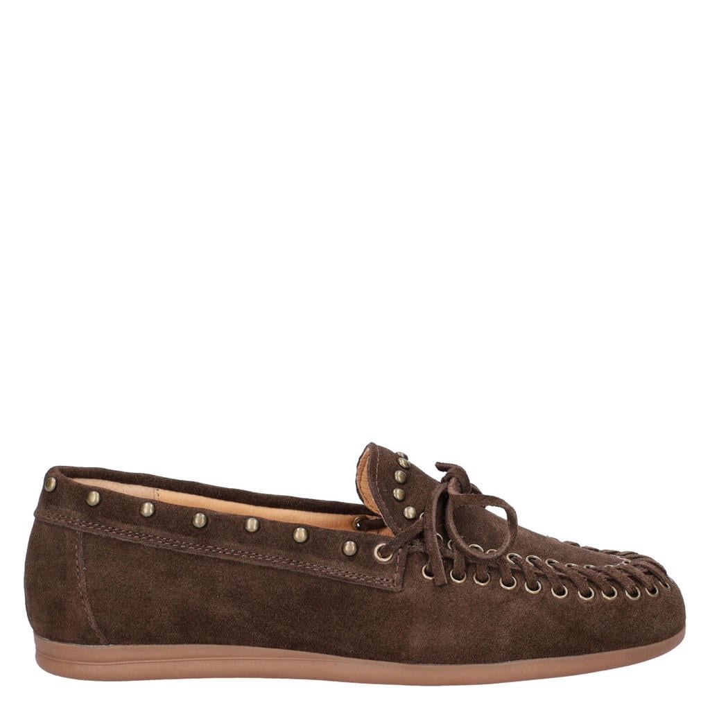 Nelson suède mocassins met studs - bruin