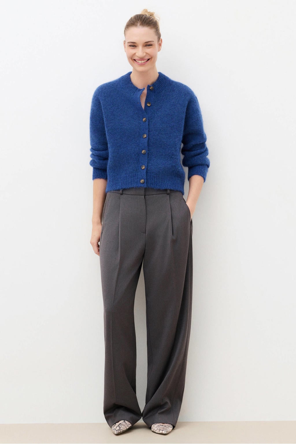 Caroll gebreid vest met wol - blauw
