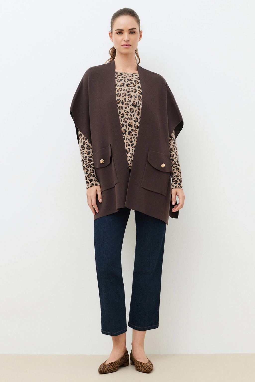 Caroll gebreid vest - donkerbruin
