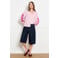 LOLALIZA gestreepte blouse met borduursels - roze/ecru
