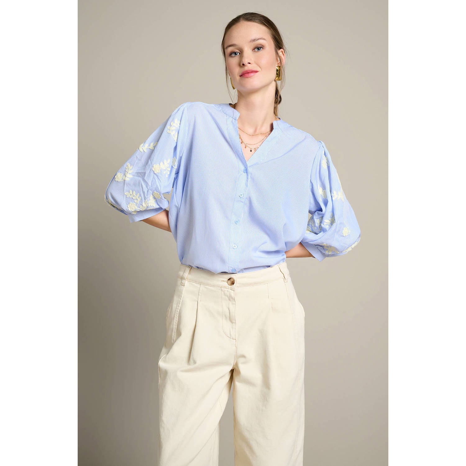 LOLALIZA gestreepte blouse lichtblauw