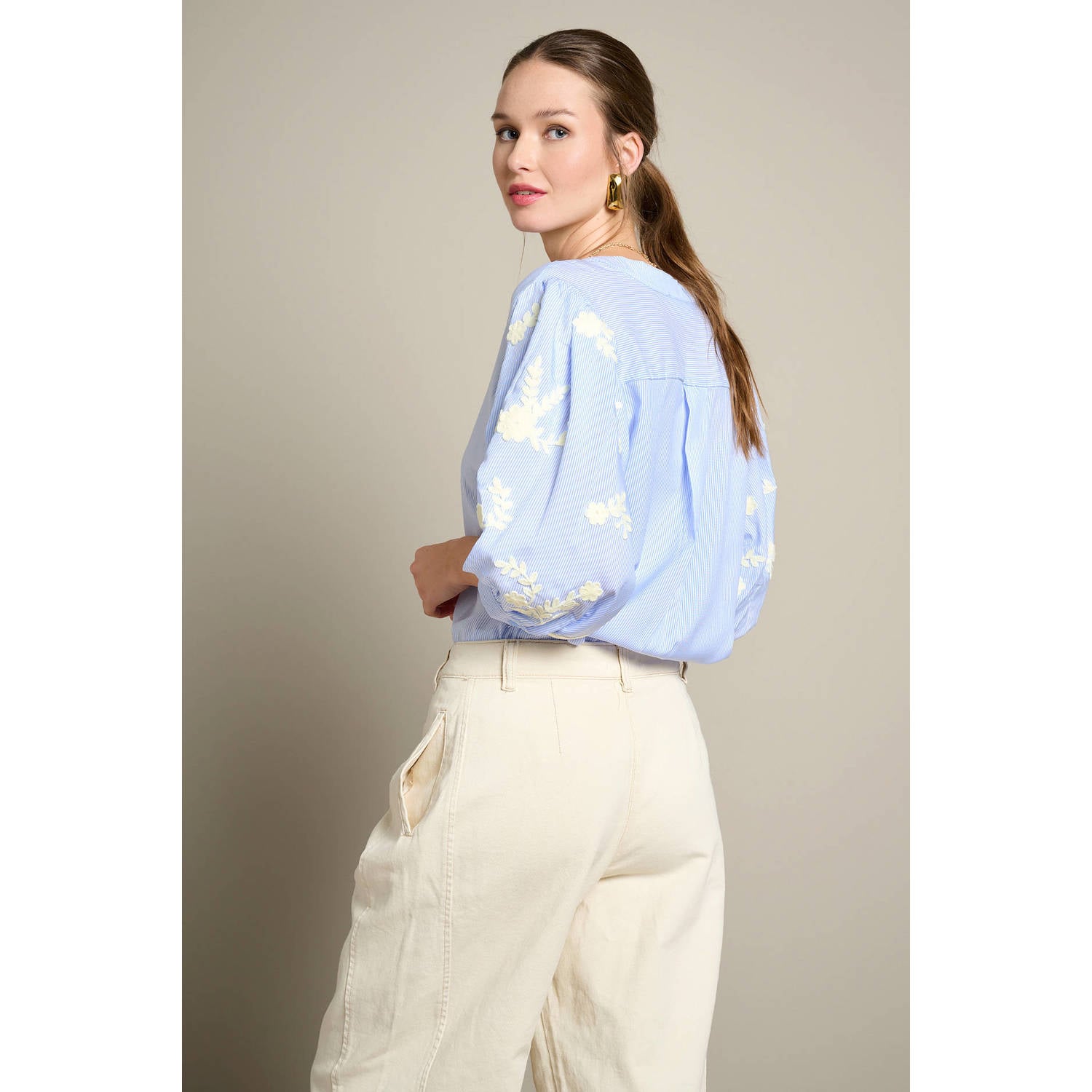 LOLALIZA gestreepte blouse lichtblauw
