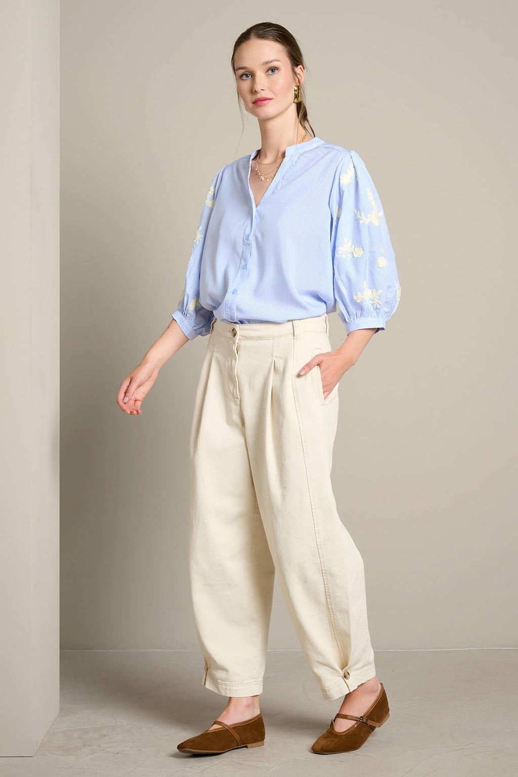 LOLALIZA gestreepte blouse - lichtblauw