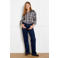 LOLALIZA geruite blouse met pailletten - blauw/bruin
