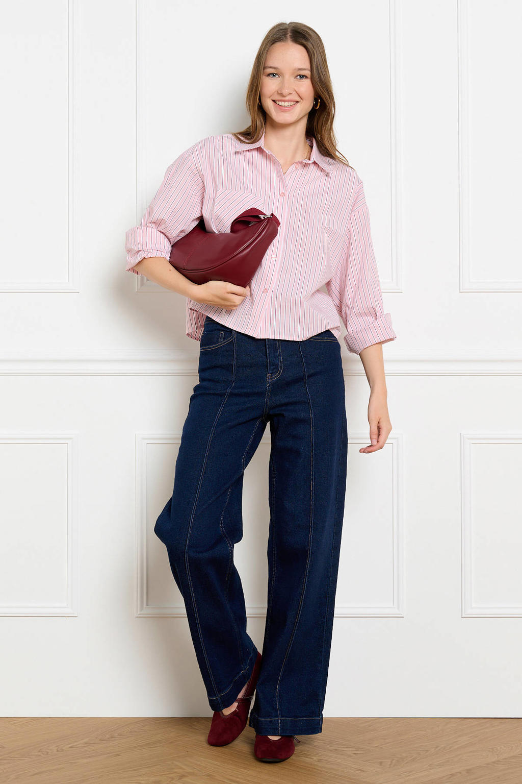 LOLALIZA regular waist wide leg jeans - donkerblauw