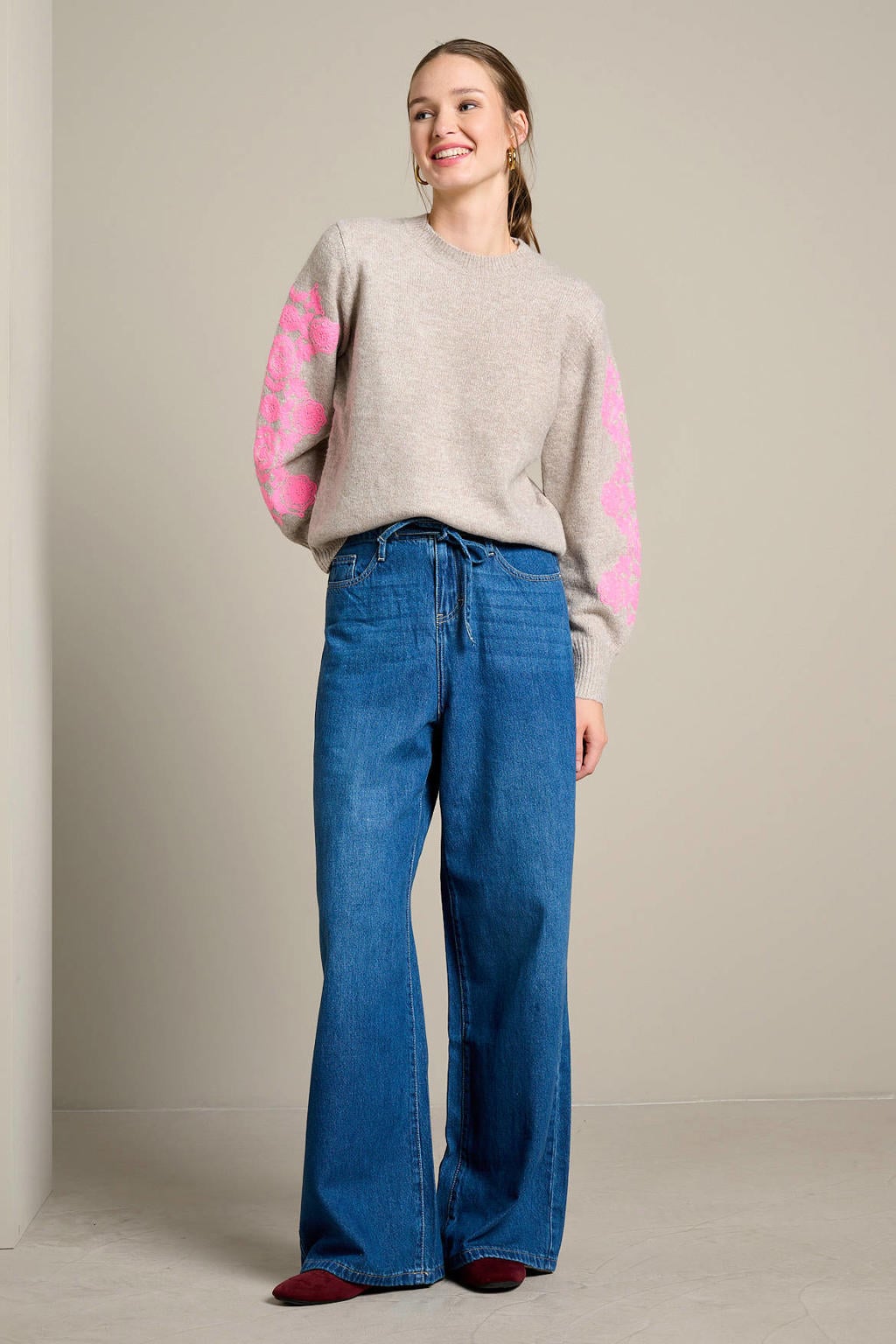 LOLALIZA wide leg jeans - medium blauw denim