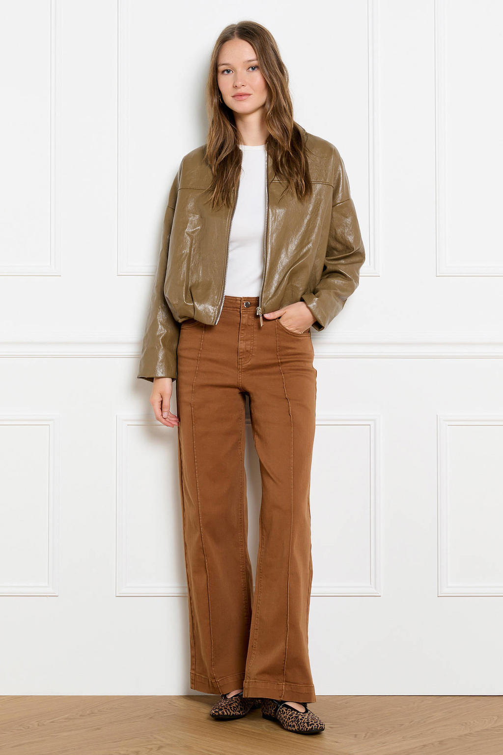 LOLALIZA wide leg jeans - bruin