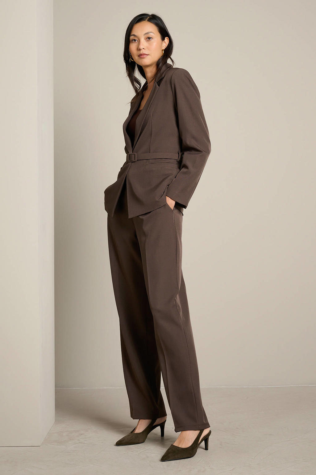 LOLALIZA wide leg broek - bruin