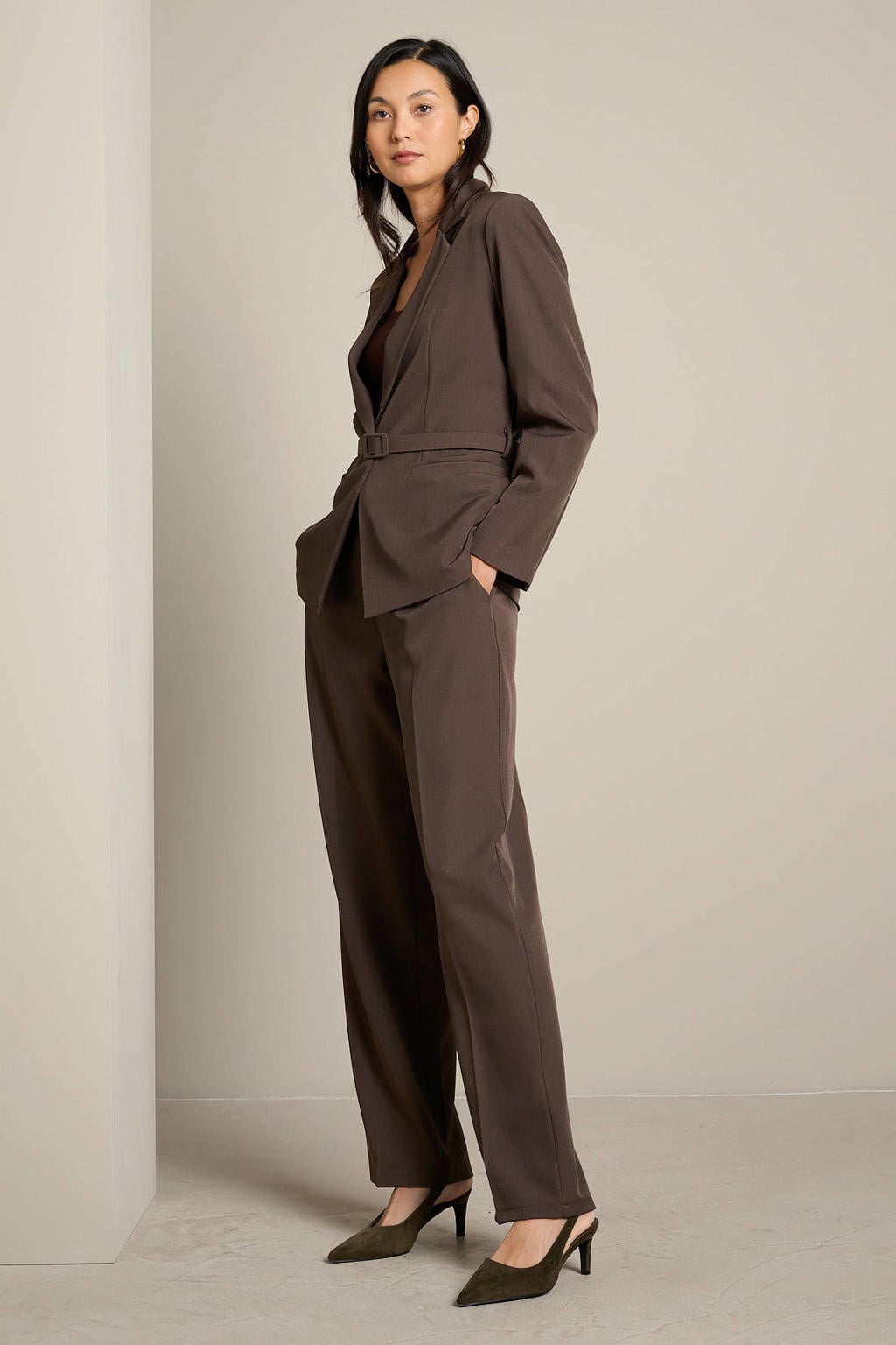 LOLALIZA wide leg broek - bruin