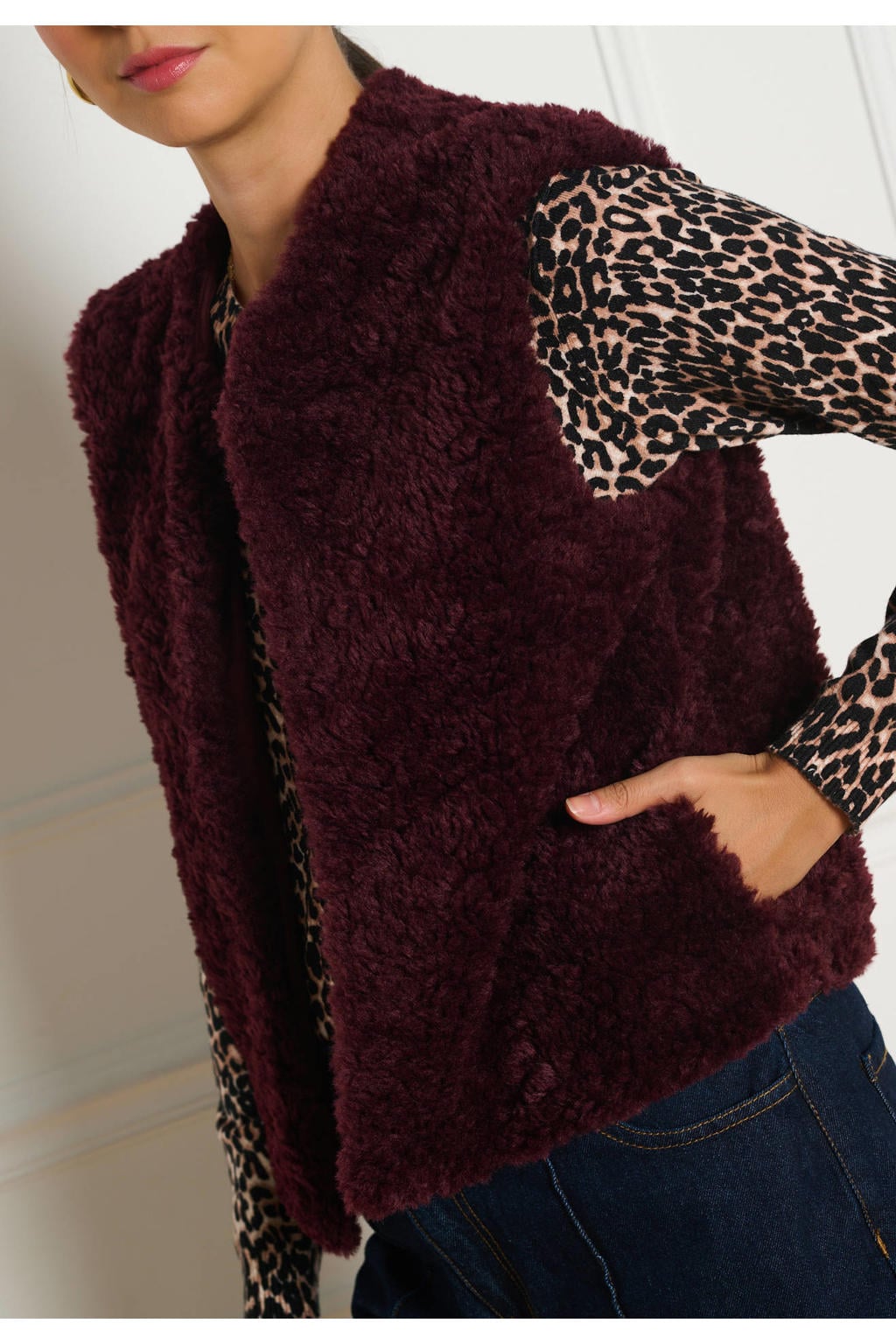 LOLALIZA gilet - donkerrood