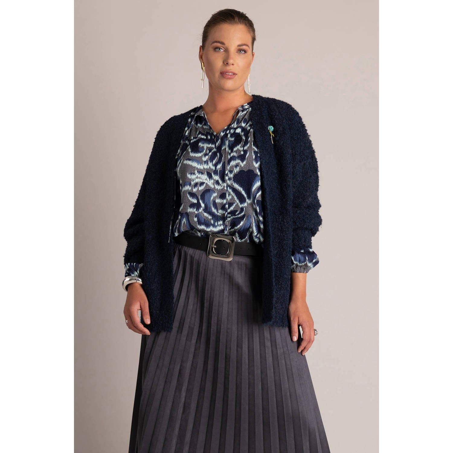 Yest Curve Plus Size gebreid vest blauw