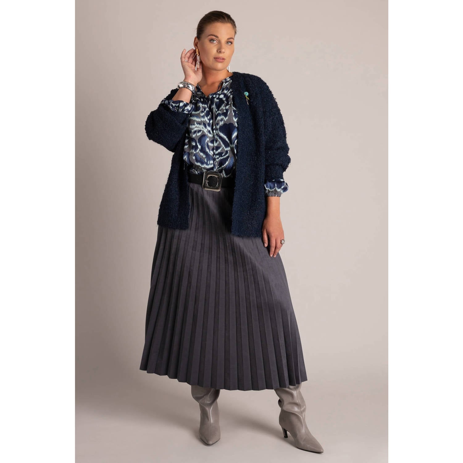 Yest Curve Plus Size gebreid vest blauw
