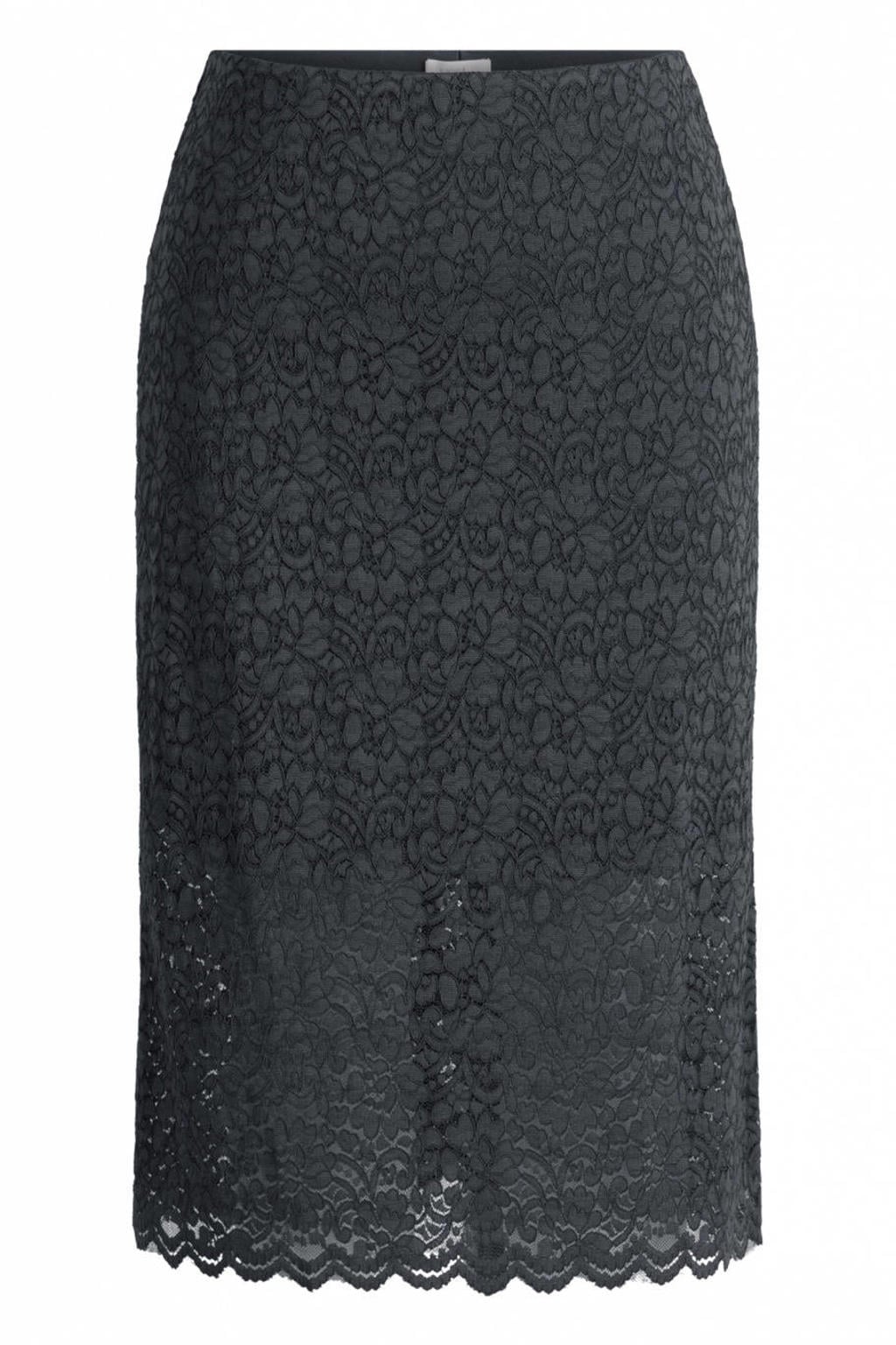 Yest Curve Plus Size kanten midi kokerrok met split - donkergrijs