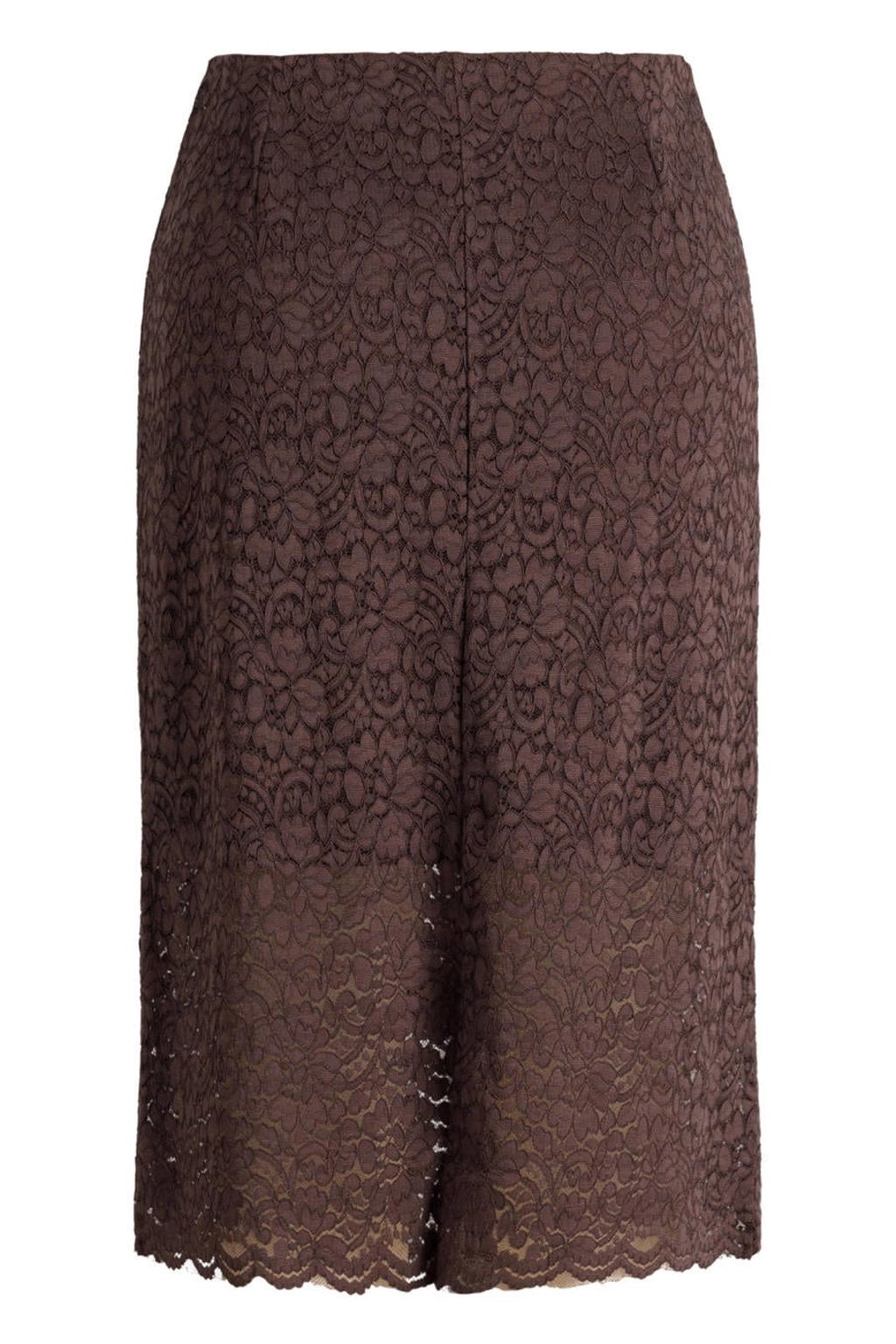 Yest Curve Plus Size kanten midi kokerrok met split - bruin