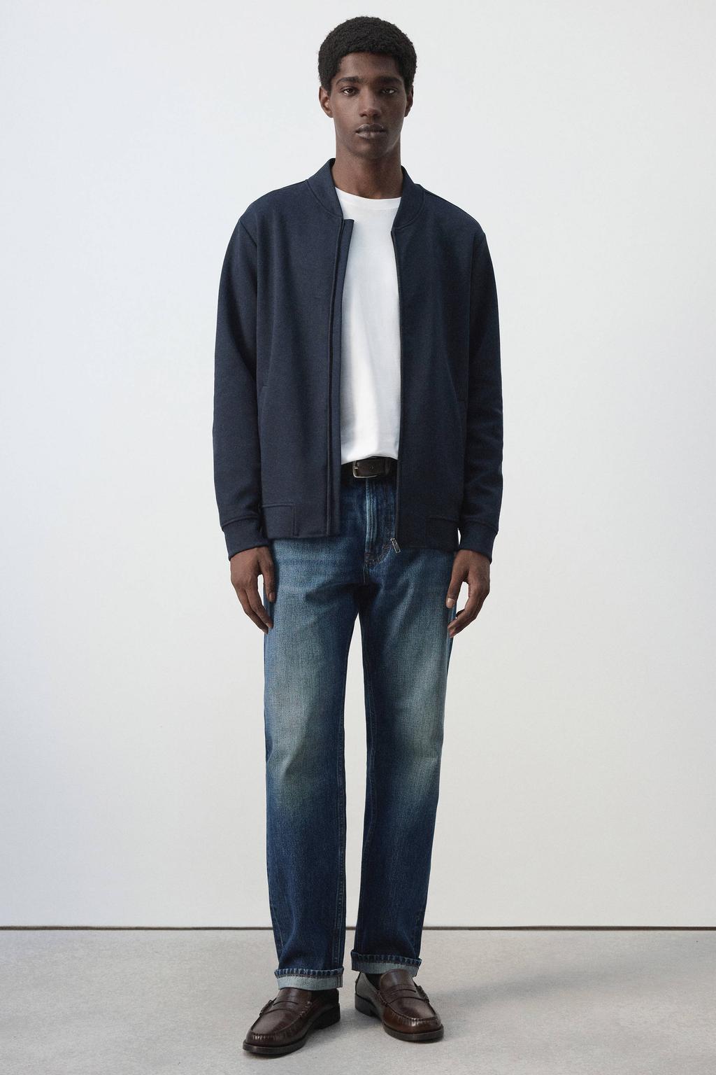 Mango Man gebreid vest - donkerblauw